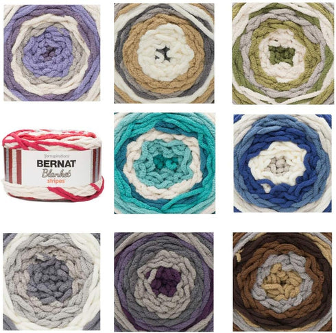 Bernat Blanket Stripes Yarn, 10.5 oz, Gauge 6 Super Bulky Chunky, Gray Matters...
