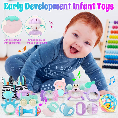 Baby Rattles 0-6 Months: Rattles for Babies 0-6 Months Baby Rattles Toys 0-3-6-12 Months Infant Rattle Toys for Babies 0-6 Months Teething - Newbo...