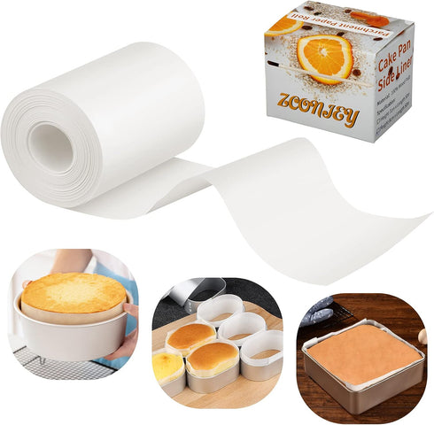 Baking Parchment Paper Side Liners - Baking Strips Roll for Round Cake Pans, Cheesecake Springform Pan, Non Stick Pan Lining Paper 3.15in x 164ft,...