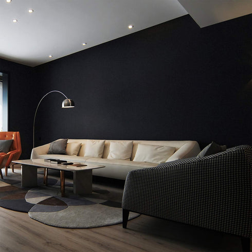 Mecpar Solid Black Wallpaper 15.7" x 118" Black Peel and Stick Wallpaper Matte Textured Black Contact Paper Vinyl Self-Adhesive Removable Thick Wa...