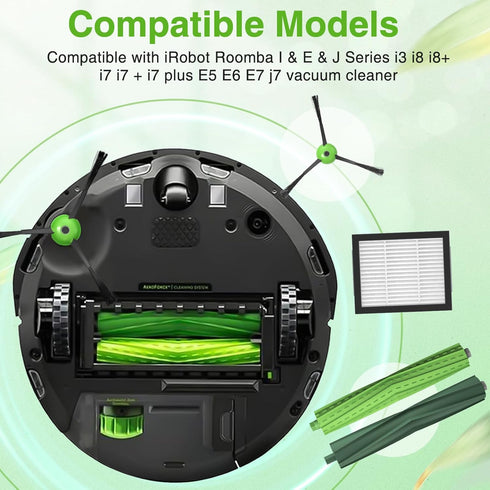 Replacement Parts for i'Robot Roomba i3 i7 E5 j7 i4 i7+ i3+ i4+ i6 i6+ i8 i8+ E6 E7, E & I & j Series Vacuum Cleaner, 2 Set Rubber Brushes & 8 HEP...