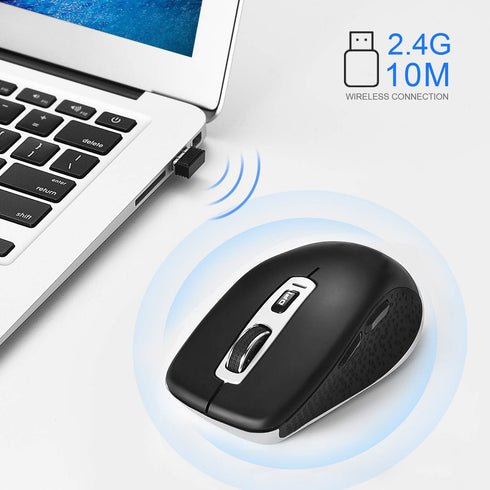 cimetech Wireless Bluetooth Mouse, Computer Mouse, Slim Noiseless Optical Wireless Mice with 2400 DPI Compatible for Laptop, ipad, Mac (BT4.0+2.4G...