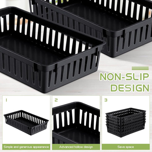6 Pack Plastic Basket 10.24 x 6.5 x 2.36 Inch Small Plastic Storage Bins Rectangle Plastic Organizer Tray Classroom Containers for Organizing Shel...
