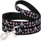 Dog Leash Skulls Stars Black White Pink 4 Feet Long 1.5 Inch Wide...