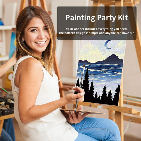 VOCHIC Canvas Painting Kit Pre Drawn Canvas for Painting for Adults Party Kits Paint and Sip Party Supplies 8x10 Canvas to Paint Art Set...