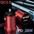 USB C Car Fast Charger Type C USB Fast Charging Charger Cigarette Lighter Adapter for iPhone 14/13/12 (Charger + USB-C & 2TYPE-C, Red)...