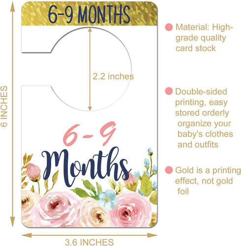 Baby Closet Size Dividers, Pink Floral Baby Closet Organizer for Girl, Newborn Wardrobe Divider Hangers to Arrange Clothes with Separator by Size ...