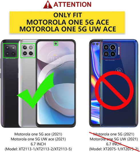 NZND for Motorola One 5G Ace Case (One 5G UW Ace) with Tempered Glass Screen Protector (Maximum Coverage), Full-Body Protective Shockproof [20FT M...