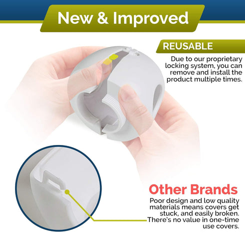 Child Safety Door Knob Cover (4 Pack) Hard-to-Remove Dual-Lock Door Handle Covers for Kids - Reusable Baby Proof Door Knob Locks - Installs Easily...
