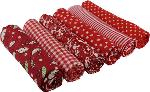 UOOOM 6pcs 50 x 50cm Patchwork Cotton Fabric DIY Handmade Sewing Quilting Fabric Different Designs (Tone-Red)...