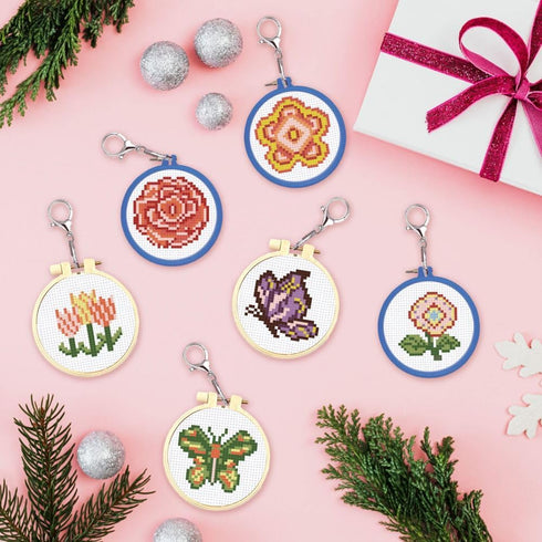 INFUNLY Flower Embroidery Kit Beginner Embroidery Kit with Instructions, 3 Strands, Hoops and Color Threads, Embroidery Cross Stitch Practice Kits...