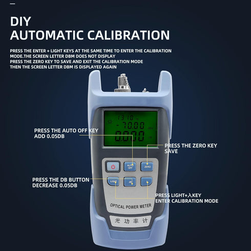 FTTH Fiber Optical Cable Tester Tool Fiber Optic Power Meter Test Seven Wavelength +10 to -70dBm for SC FC ST Connector CATV Testing and Telecommu...