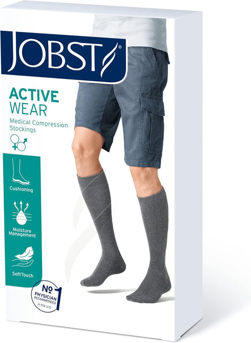 JOBST 110485 Activewear Compression Sock, 15-20mmHg, Knee High, Large, Black...