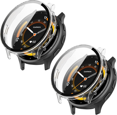 Screen Protector Case Compatible with Garmin Venu 3S Smart Watch Screen Protector for Garmin Venu 3S PC+Tempered Glass Full Coverage Bumper (Clear...