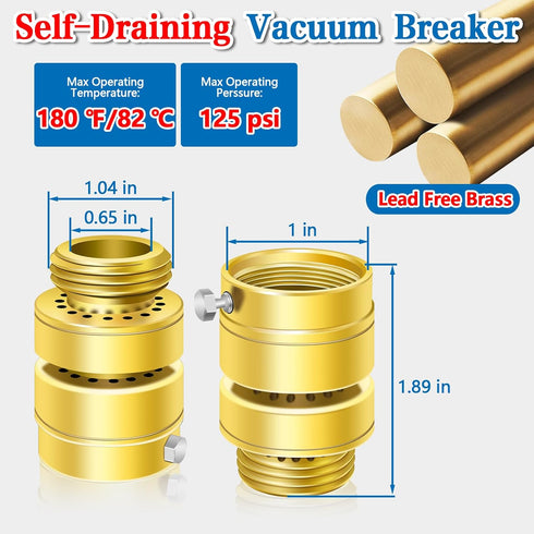 Fine Thread Vacuum Breaker, PK1390 1-1/16" Fine Thread Female No Lead Brass Self-Draining Vacuum Breaker, Hose Bib Vacuum Breaker, Providing you w...