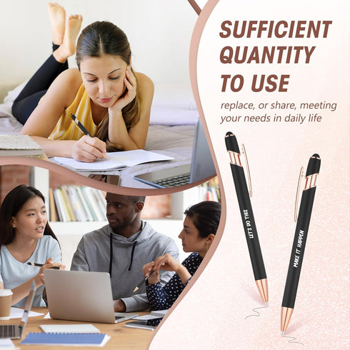 Yeaqee 24 Pcs Inspirational Ballpoint Pens Motivational Black Ink Retractable Quotes Pen with Stylus Tip Encouraging Message Pen Bulk for Women Me...