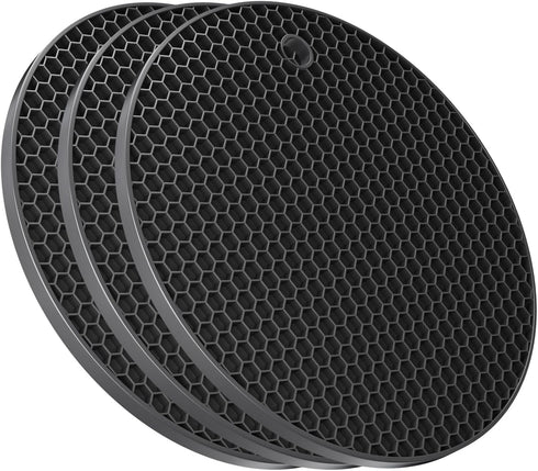 Ultra Thick 8mm Silicone Trivets for Hot Dishes Pots and Pans, Silicone Trivet Mat Hot Plates to Protect Table, Silicone Hot Pads for Kitchen Coun...
