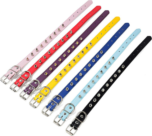 Spiked Dog Collar Soft Pu Leather Rivet Spike Stud Studded Cat Collars Adjustable for Girl Boy Small Breed Pet Teacup Mini Tiny Puppy Kitten Pink ...