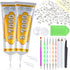 B 7000 Clear Glue with Rhinestones Craft Kit, 2 x 110ML B-7000 Adhesive Glue with Nail Gems, Dotting Tools, Brush for DIY Bead Stone Jewelry Makin...