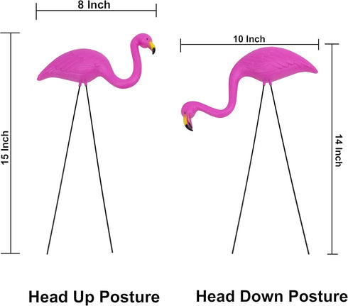 GIFTEXPRESS Pink Flamingos Yard Decorations - 4 Pack Small 14" Tall Plastic Flamingo Statue w/Metal Stakes - Lawn Ornaments & Garden Decor for Out...