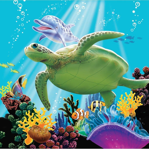 Whimsical Practicality Sea Turtle Edible Cake Image Topper 1/4 Sheet,Green...
