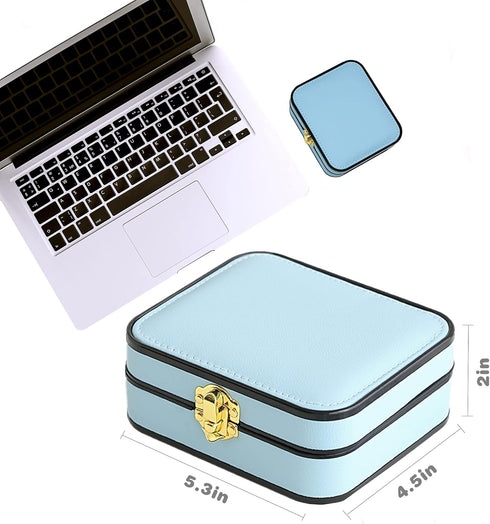 Jewelry Box, Ring Box with Waterproof PU Leather, Large Capacity Earring Necklace Organizer, Travel Jewelry Case Holder Storage for Women Man(Blue...