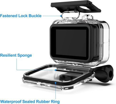 Kuptone Waterproof Case 60M/196FT Underwater Protective Dive Housing Shell with Bracket Mount Accessories for Go Pro 11/10/9 Action Camera...
