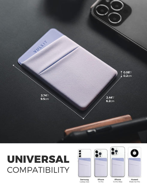 VULKIT Phone Card Holder Slim Elastic Adhesive Phone Wallet Credit Card Sleeves Sticker for Back of Smartphone(Lilac)...