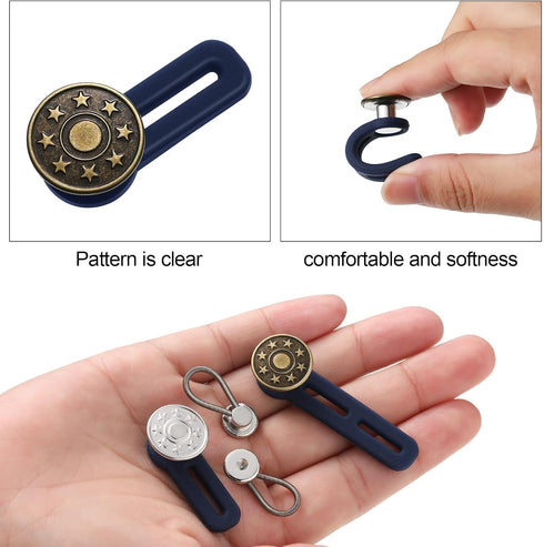 WILLBOND 24 Pcs Button Extenders for Jeans Include 12 Pieces Pants Waist Silicone 12 Pieces Metal Collar Extender Button for Women Men Extension 1...