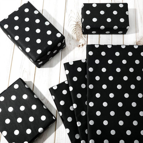 Whaline 100 Sheets Polka Dot Tissue Paper Black Gift Wrapping Paper Art Craft Paper for DIY Crafts Wedding Birthday Baby Shower Party Decorations,...