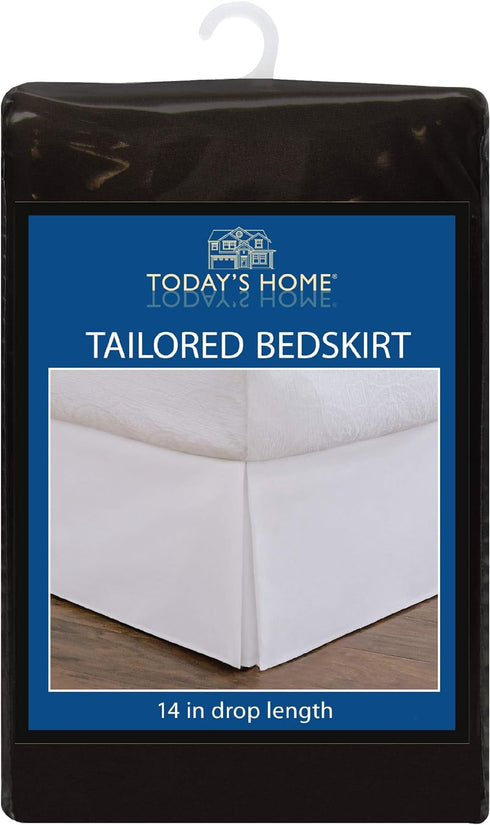 TODAY'S HOME Classic Tailored Bed Skirt Dust Ruffle, Microfiber, 14" Drop Length, King, Black...