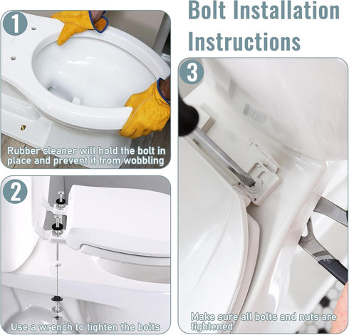 2 Pack Toilet Seat Hinge Replacement Toilet Plastic Bolts Kit with Screws and Nuts Plastic Toilet Seat Hardware is Suitable for Most Toilet Replac...