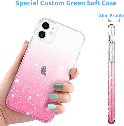 JJGoo Compatible with iPhone 11 Case, Clear Glitter Sparkle Shock Absorption Protective Phone Cases Cute Slim Thin Cover for Women Girls (6.1 inch...