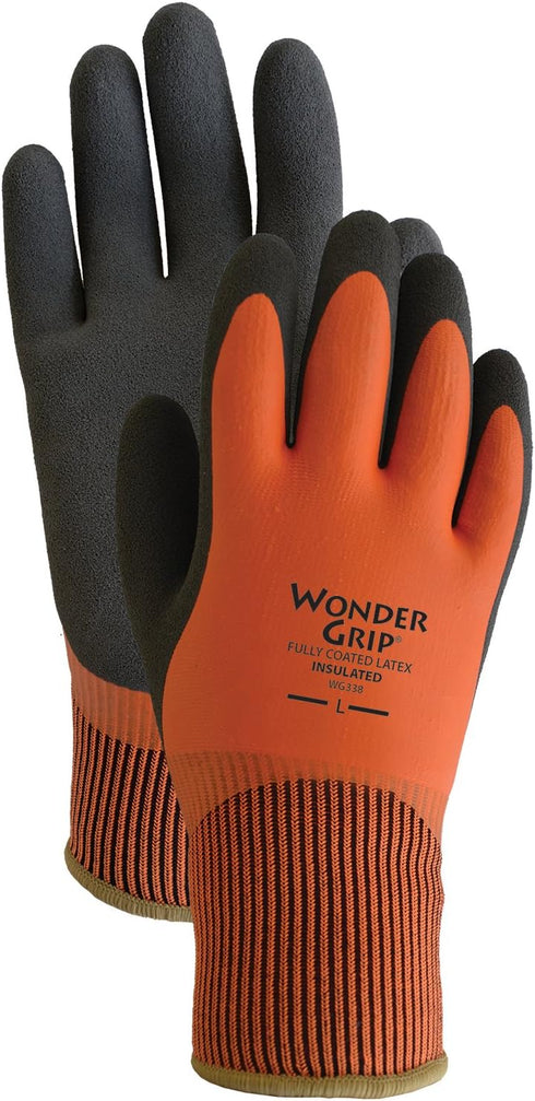 LFS WG338L Insulated Double-Dipped Incredibly Comfortable Work Gloves Latex Coated Water Resistance Black Palm, Large (Pack of 1)...