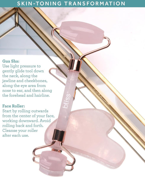 Bliss Gua Sha and Facial Roller - Beauty Spa Grade Self Care Massager Tool Set, Size One Size, Rose...