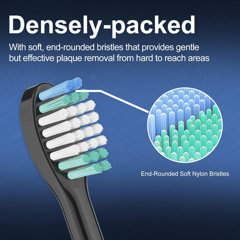 Replacement Toothbrush Heads Compatible with AquaSonic Black Series, Vibe Series, Black Series Pro,and for Duo Series Pro Electric Toothbrush Blac...