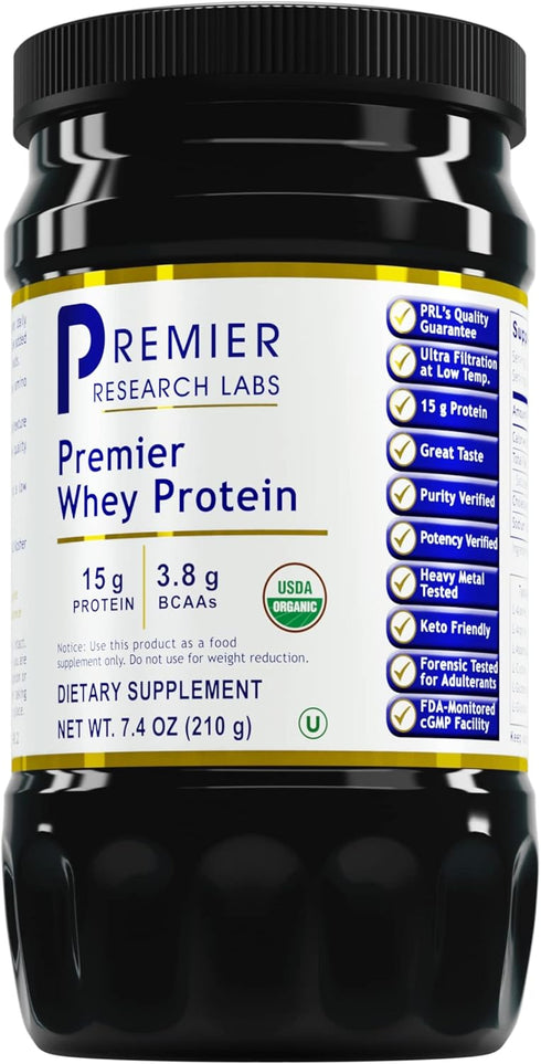 Premier Research Labs Whey Protein Powder - Amino Acid Protein - Low Heat Filtered - Kosher Drink Mix - 7.4 oz...