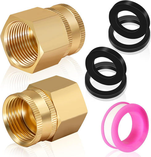 Boltigen 3/4 GHT Female x 3/4 NPT Female Swivel Adapter, 2PCS 3/4inch Brass Garden Hose Fittings,3/4GHT to 3/4NPT Quick Swivel Garden Hose Connect...