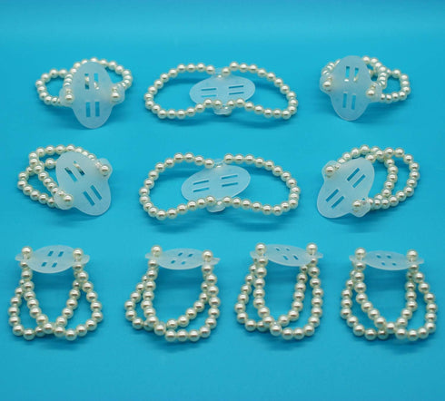 Set of 10 Elastic Pearl Wrist Corsage Bands DIY Flower Hand Corsages Bracelets Accessories for Wedding Festival Beach Party Prom (White B)...
