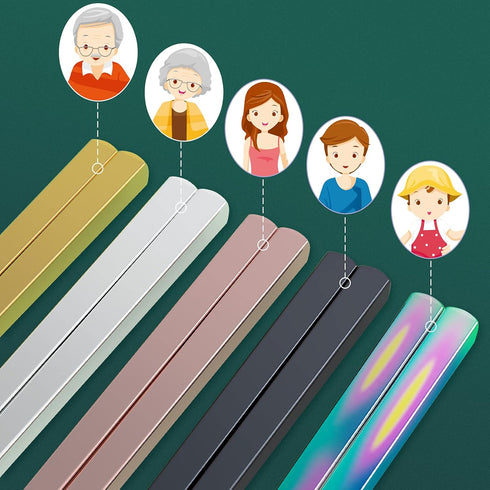 GLAMFIELDS Metal Chopsticks Reusable Chopsticks Dishwasher Safe Multipack Stainless Steel Japanese Style 5 Pairs Lightweight Chop Sticks Gift Set...