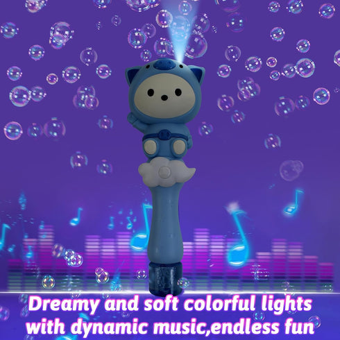 Rechargeable Bubble Wand for Kids with Solution?Musical&Light Up Piglet Cartoon Bubble Machine Blower Maker Toddlers Boys Girls Toys Gifts for Out...