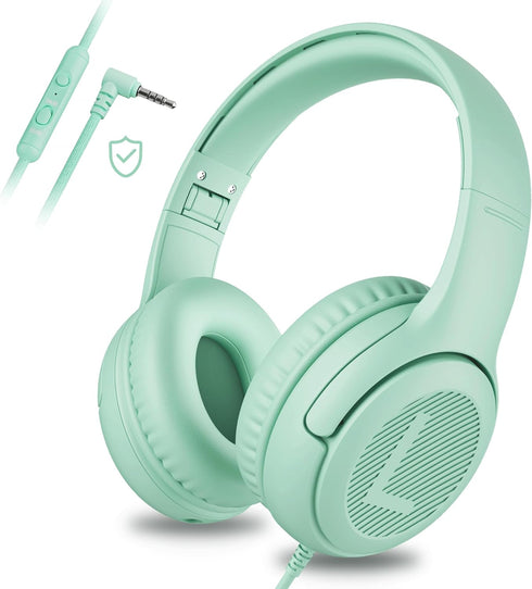 Kids Headphones for School Toddler Wired with Microphone Plug in Bulk Boys Headset Girls 3+ Year Old Green...