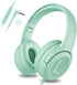 Kids Headphones for School Toddler Wired with Microphone Plug in Bulk Boys Headset Girls 3+ Year Old Green...