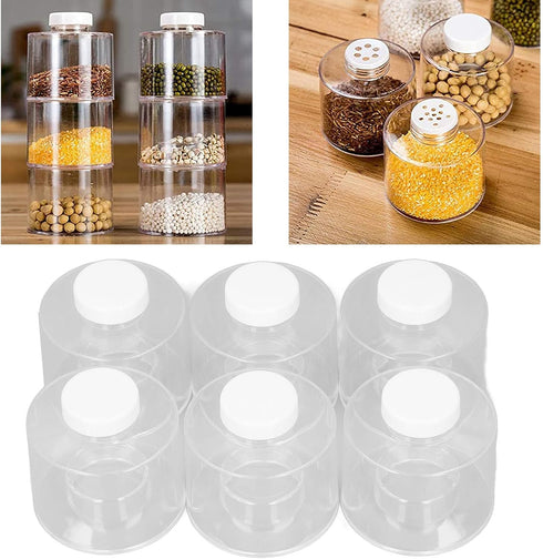 6 Pcs Stackable Spice Pot Spice Tower, Transparent Seasoning Bottles in Spice Colors, Space Saving and Organized Spice Storage Solution for Kitche...