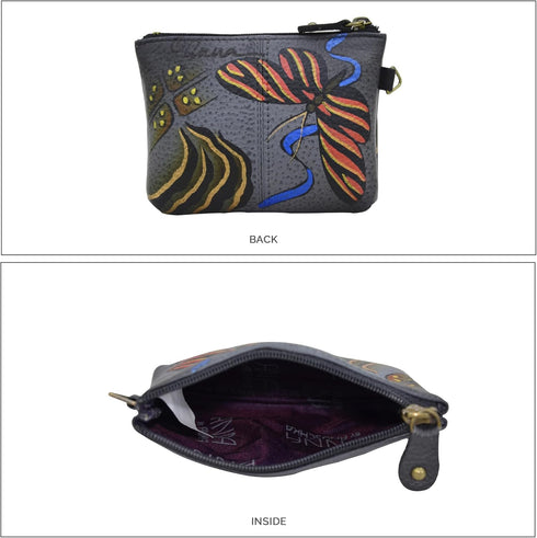 Anna by Anuschka Women's Hand Painted Leather Coin Pouch Purse...