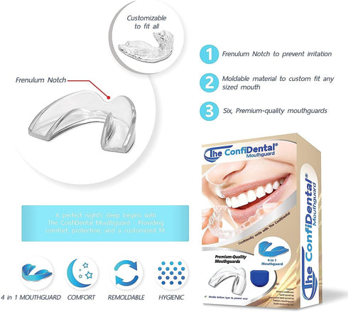 Mouth Guard for Grinding Teeth at Night - 2 Models for Larger Mouth Pack of 6 Moldable Dental Night Guards for Teeth Grinding and Clenching Teeth ...
