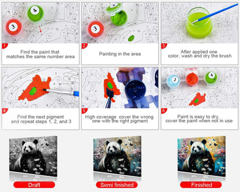 TUMOVO Panda Animal Paint by Numbers for Adults Beginner Chinese Panda Oil Paint by Number Kits On Canvas Acrylic Paint,Drawing Paintwork with Pai...