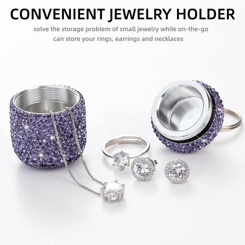 Keychain Pill Holder Bling Small Pill Box for Purse Portable Pill Case Organizer Cute Key Chain Pill Container Bottle for Capsule Vitamin Suppleme...