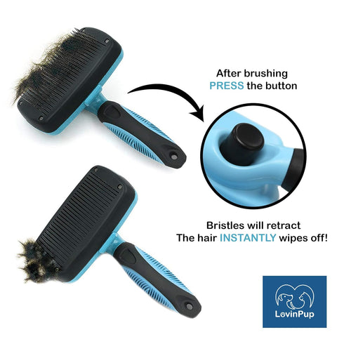 Dog Slicker Brush, Self Cleaning, Shedding and Grooming Tool for Pets, Best Dog Brush with Easily Retractable Bristles to Remove Hair Instantly...