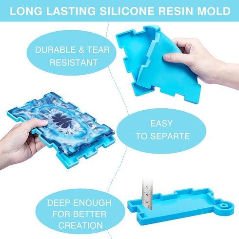 Resin Rectangle Box Mold, Epoxy Silicone Large Storage Container with Lid for Casting, DIY Organizer for Dominoes, Coffee Pods, Jewelry, Napkin, C...